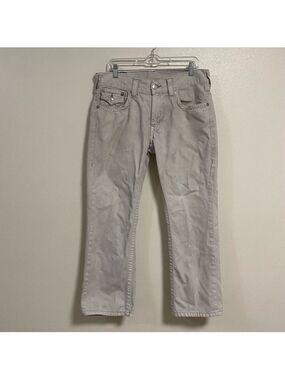 True Religion Jeans Men’s Size 34 Optic White Ricky Flap Straight Denim Jeans